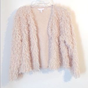 Fun ‘n fluffy cardi. 3/4 sleeves.